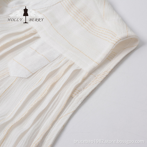 Single-breasted V-neck Woven Breathable White Lady Vest